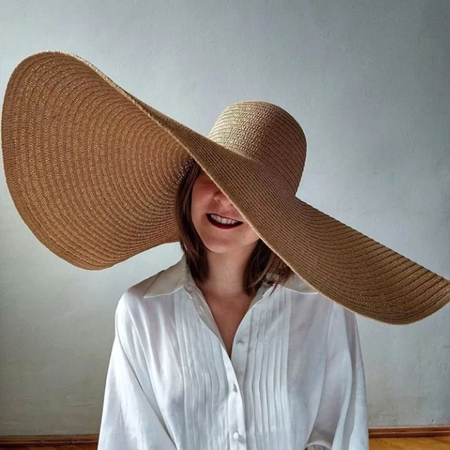 Oversized Beach Straw Hats for - Sun Hat Wide Brim ulasan dan harga