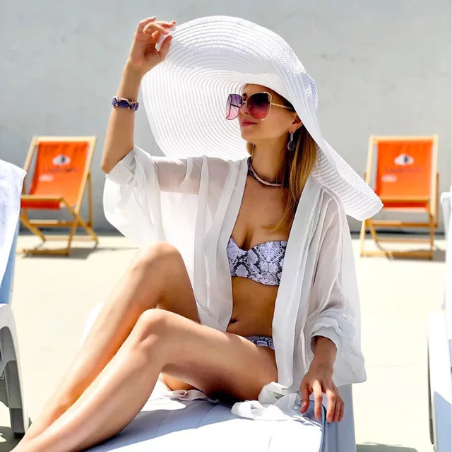 Oversized Beach Straw Hats for - Sun Hat Wide Brim ulasan dan harga