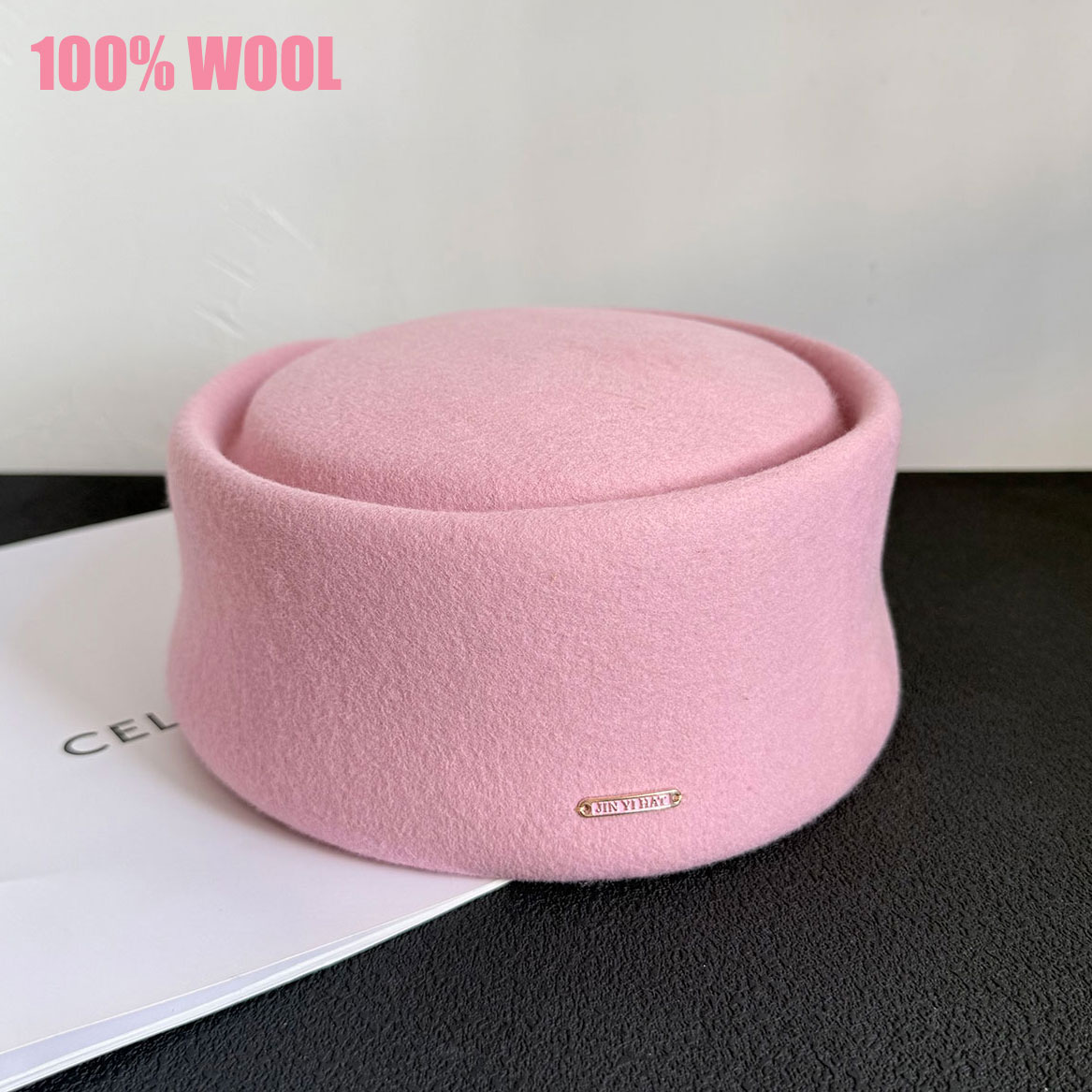 Fall Winter New 100% Pink Blac - Beret French Wool ulasan dan harga