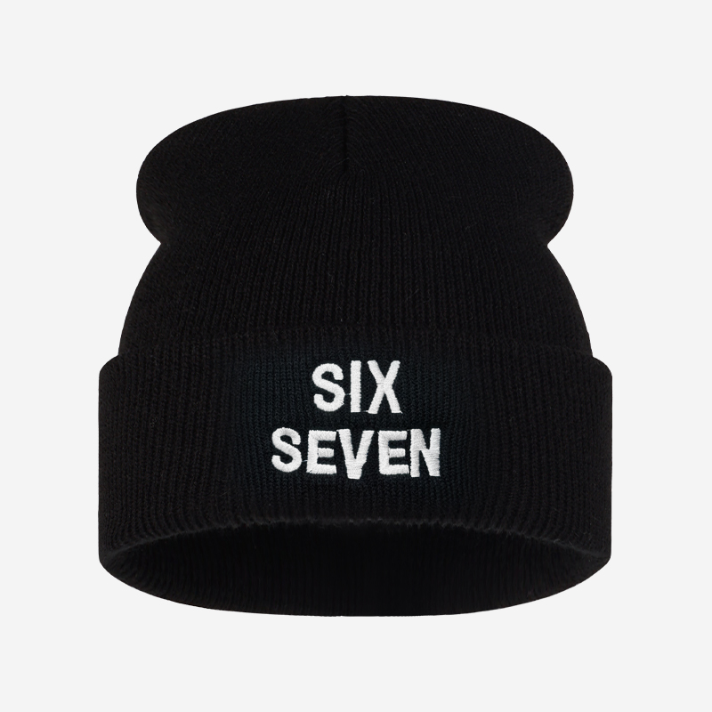 SIX SEVEN Letter Embroidered K - Beanie Cuffed Knit ulasan dan harga