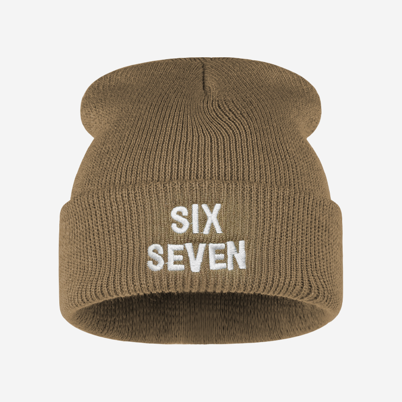 SIX SEVEN Letter Embroidered K - Beanie Cuffed Knit ulasan dan harga